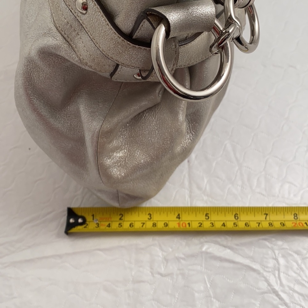 Coach silver metallic soft goat suede leather hobo bag with nickel hardware - Picture 10 of 15